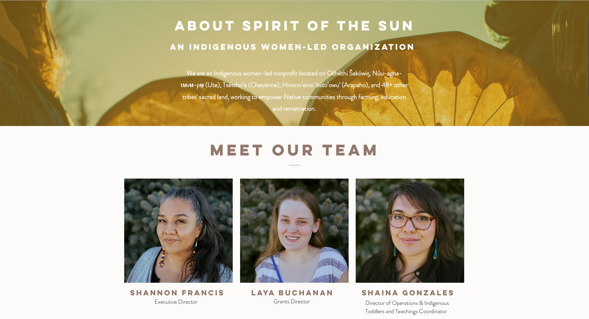 Meet our Team, Spirit of the Sun